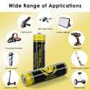 LiitoKala Lii-King4000 18650 4000mAh Protected Button Top battery applied in flashlights, radios, mini fans, and low-drain household electronics. NOT suitable for high-drain power tools.