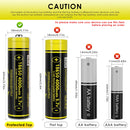 LiitoKala Lii-King4000 18650 battery terminal guide showing the Protected Button Top (69mm) version with built-in safety board and 3A discharge limit. Adds ~4mm length. Check device bay depth and current requirements before ordering.