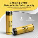 LiitoKala Lii-King6000 21700 6000mAh Flat Top battery capacity and cycle life chart showing true 6000mAh capacity, 6A discharge performance, and 500 cycle life with ≥70% capacity retention.