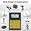 LiitoKala Lii-M4 4-Slot Smart Charger Kit with 4x 21700 5000mAh Batteries - Power Bank Function, Type-C Input, USB Output, Capacity Test (TEST Mode) for Flashlights, Power Banks & DIY Projects (Flat Top / Button Top, US/EU/UK Plug Options)