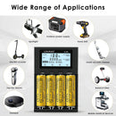 LiitoKala Lii-M4 4-Slot Smart Charger Kit with 4x 21700 5000mAh Batteries - Power Bank Function, Type-C Input, USB Output, Capacity Test (TEST Mode) for Flashlights, Power Banks & DIY Projects (Flat Top / Button Top, US/EU/UK Plug Options)