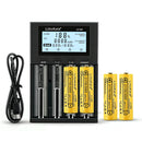 LiitoKala Lii-M4 4-Slot Smart Charger Kit with 4x 21700 5000mAh Batteries - Power Bank Function, Type-C Input, USB Output, Capacity Test (TEST Mode) for Flashlights, Power Banks & DIY Projects (Flat Top / Button Top, US/EU/UK Plug Options)