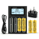 LiitoKala Lii-M4 4-Slot Smart Charger Kit with 4x 21700 5000mAh Batteries - Power Bank Function, Type-C Input, USB Output, Capacity Test (TEST Mode) for Flashlights, Power Banks & DIY Projects (Flat Top / Button Top, US/EU/UK Plug Options)