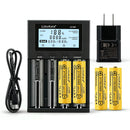 LiitoKala Lii-M4 4-Slot Smart Charger Kit with 4x 21700 5000mAh Batteries - Power Bank Function, Type-C Input, USB Output, Capacity Test (TEST Mode) for Flashlights, Power Banks & DIY Projects (Flat Top / Button Top, US/EU/UK Plug Options)