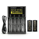 LiitoKala Lii-M4S 4-Slot Smart Charger Kit with 2x 26650 5000mAh Batteries - Touch Control, 4 Intelligent Modes (Charge/Discharge/Test/Storage), Power Bank Function & LCD Display for 3.7V Li-ion Batteries (Flat Top / Button Top, US/EU/UK Plug Options)