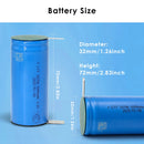 Detailed technical specification table for LTT 32700 3.2V 6000mAh LiFePO4 battery featuring 3C discharge rate, ≤10mΩ internal resistance, and wide temperature operating range