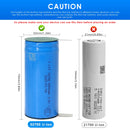 Side-by-side comparison of LTT 32700 battery variants: Standard Flat Top (70mm height) and variant with pre-welded nickel tabs (72mm height) for easy soldering and connection