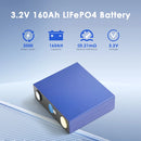 EVE LF160 160Ah cell positive and negative terminal close-up with busbar attached