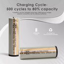 Molicel P42A 21700 flat top next to button top terminal, showing raised positive contact for spring-loaded sleds