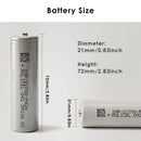 Molicel INR-21700-P42A battery dimensions diagram showing 21.4mm diameter and 70.0mm height specifications