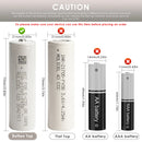 Molicel INR-21700-P45B battery flat top, button top, spot welded tabs, pre-wired leads and protected top comparison showing terminal types and configurations