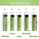 Panasonic NCR18650GA 18650 battery standard dimensions measuring 18.3mm diameter by 65mm height for flat top. Note: Nickel Tab, Protected Top and Pre-wired versions are 2-3mm longer.