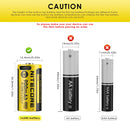 NITECORE NL169R 16340 battery featuring a standard button top positive terminal with built-in USB-C charging port for direct charging.