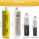 NITECORE NL2155 21700 battery featuring a standard button top positive terminal with stainless steel nickel-plated protective plates for secure contact.