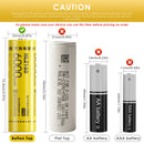 NITECORE NL2160 21700 battery featuring a standard button top positive terminal with stainless steel nickel-plated protective plates for secure contact.