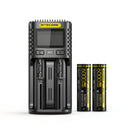 NITECORE NL2160HPi 21700 battery 2-pack bundled with UMS2 dual-slot USB-C smart charger kit for heavy-duty flashlights. Batteries included.