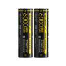 NITECORE NL2160HPi 21700 batteries with 6000mAh capacity and 20A high-drain discharge, featuring unique Dual Polarity (Same Side) output for i-Series devices. 2 pack.