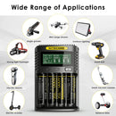 NITECORE NL2160HPi battery inserted into UMS4 charger for charging, applied in NITECORE i-Series heavy-duty tactical flashlight scenario.