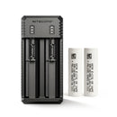 NITECORE UI2 dual-slot USB-C charger with 2x Molicel P28A 2800mAh 35A flat top 18650 batteries – extreme high-drain power kit.