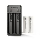 NITECORE UI2 dual-slot USB-C charger with 2x Molicel P30B 3000mAh 30A flat top 18650 batteries – flagship high-performance power kit.