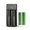 NITECORE UI2 dual-slot USB-C charger with 2x Sony VTC4 30A flat top 18650 batteries – high-drain power kit.