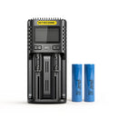 NITECORE UMS2 2-slot LCD smart charger with 2x Samsung 20S Flat Top 18650 30A batteries – ultra-high-drain power kit.