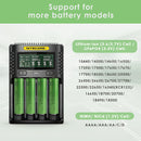 NITECORE UMS4 compatible battery types – supports Li-ion, IMR, LiFePO4, NiMH, NiCd – 18650, 21700, 26650, AA, AAA.