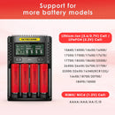 NITECORE UMS4 compatible battery types – supports Li-ion, IMR, LiFePO4, NiMH, NiCd – 18650, 21700, 26650, AA, AAA.