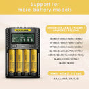 NITECORE UMS4 compatible battery types – supports Li-ion, IMR, LiFePO4, NiMH, NiCd – 18650, 21700, 26650, AA, AAA.