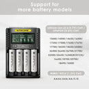 NITECORE UMS4 compatible battery types – supports Li-ion, IMR, LiFePO4, NiMH, NiCd – 18650, 21700, 26650, AA, AAA.