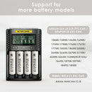 NITECORE UMS4 compatible battery types – supports Li-ion, IMR, LiFePO4, NiMH, NiCd – 18650, 21700, 26650, AA, AAA.