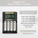 NITECORE UMS4 compatible battery types – supports Li-ion, IMR, LiFePO4, NiMH, NiCd – 18650, 21700, 26650, AA, AAA.