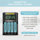 NITECORE UMS4 compatible battery types – supports Li-ion, IMR, LiFePO4, NiMH, NiCd – 18650, 21700, 26650, AA, AAA.