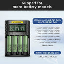 NITECORE UMS4 compatible battery types – supports Li-ion, IMR, LiFePO4, NiMH, NiCd – 18650, 21700, 26650, AA, AAA.
