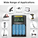 NITECORE UMS4 charger and EVE 40PL flat top batteries powering extreme high-power devices.