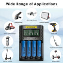 NITECORE UMS4 charger and Samsung 20S Flat Top batteries powering custom drone packs and high-performance EDC lights.