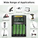 NITECORE UMS4 charger and Sony VTC5 flat top batteries powering vapes, flashlights, and EDC gear.