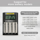 NITECORE UMS4 and UI1 compatible battery types – both support Li-ion, IMR, NiMH, NiCd – 18650, 21700, AA, AAA.