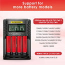 NITECORE UMS4 and UI1 compatible battery types – both support Li-ion, IMR, NiMH, NiCd – 18650, 21700, AA, AAA.