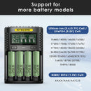 NITECORE UMS4 and UI1 compatible battery types – both support Li-ion, IMR, NiMH, NiCd – 18650, 21700, AA, AAA.