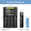 NITECORE UMS4 (156x105x40mm), UI1 (95x30x30mm), and 6x EVE 40PL 21700 flat top (70x21mm each) – complete system dimensions.