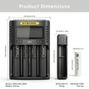 NITECORE UMS4 (156x105x40mm), UI1 (95x30x30mm), and 6x Molicel P30B flat top (65x18mm each) – complete kit dimensions.