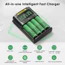 NITECORE UMS4 and UI1 safety protections – reverse polarity, overcharge, short-circuit, and UMS4 adds 0V activation.