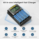 NITECORE UMS4 and UI1 safety protections – reverse polarity, overcharge, short-circuit, and UMS4 adds 0V activation.