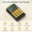 NITECORE UMS4 and UI1 safety protections – reverse polarity, overcharge, short-circuit, and UMS4 adds 0V activation.