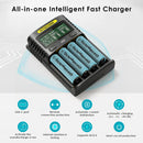 NITECORE UMS4 and UI1 safety protections – reverse polarity, overcharge, short-circuit, and UMS4 adds 0V activation.