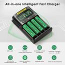 NITECORE UMS4 and UI1 safety protections – reverse polarity, overcharge, short-circuit, and UMS4 adds 0V activation.