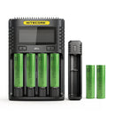 NITECORE UMS4 4-slot charger, UI1 portable single-slot charger, and 6x Sony VTC5 2600mAh 20A flat top 18650 batteries – ultimate power bundle.