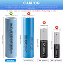 Hand holding a OneAndes 21700 LiFePO4 battery to show actual size