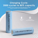 OneAndes 21700 LiFePO4 battery pack with solar panels in the background